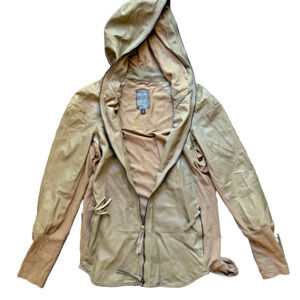 BROGDEN 1959 Men's S/42 Lamb Leather Knit Back Hooded Jacket Italian